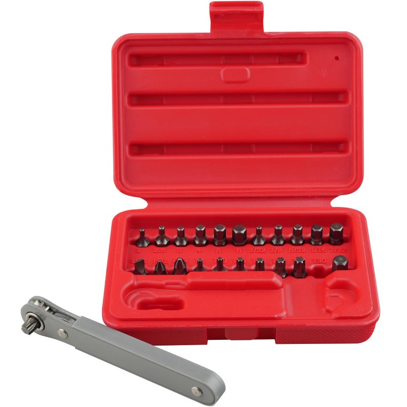 KAIFNT K451 Ultra Low Profile Screwdriver Bit Set with Mini Ratchet Wrench, 1/4-Inch Drive, 23-Piece - Image 2